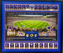 Load image into Gallery viewer, Western Bulldogs 2016 Premiers Team Signed Cards &amp; “Road To Glory” Print Display
