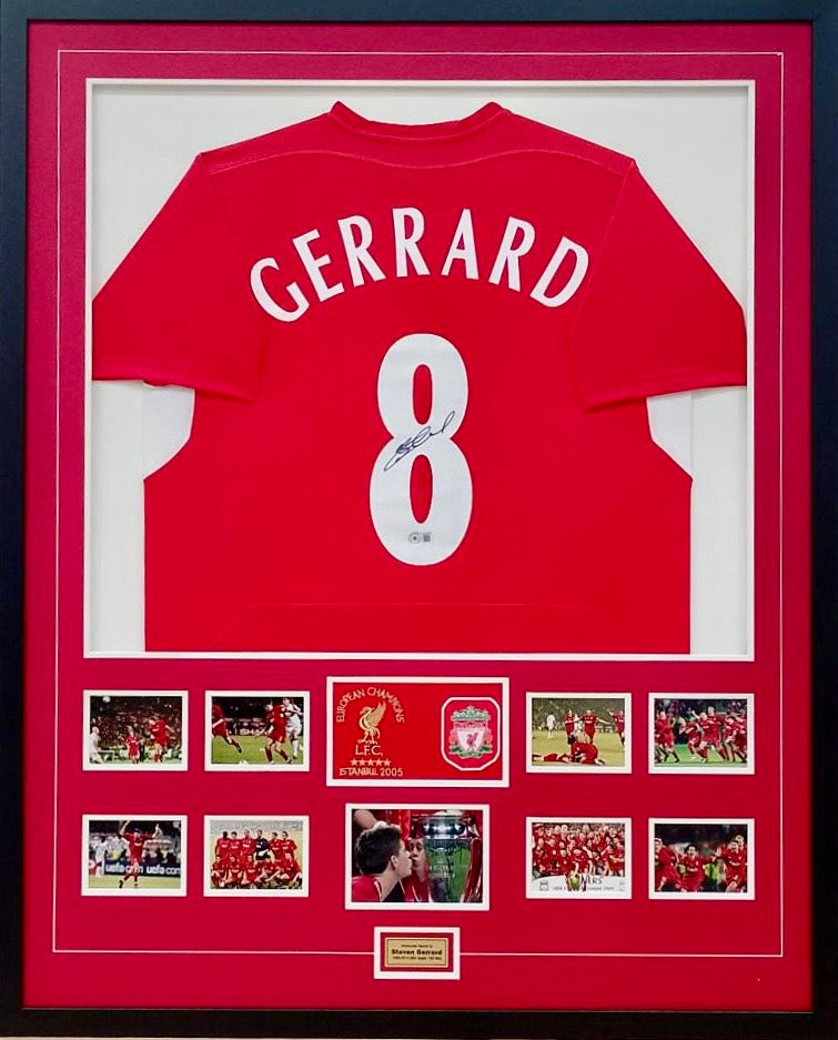 STEVEN GERRARD Signed Liverpool Jersey Display