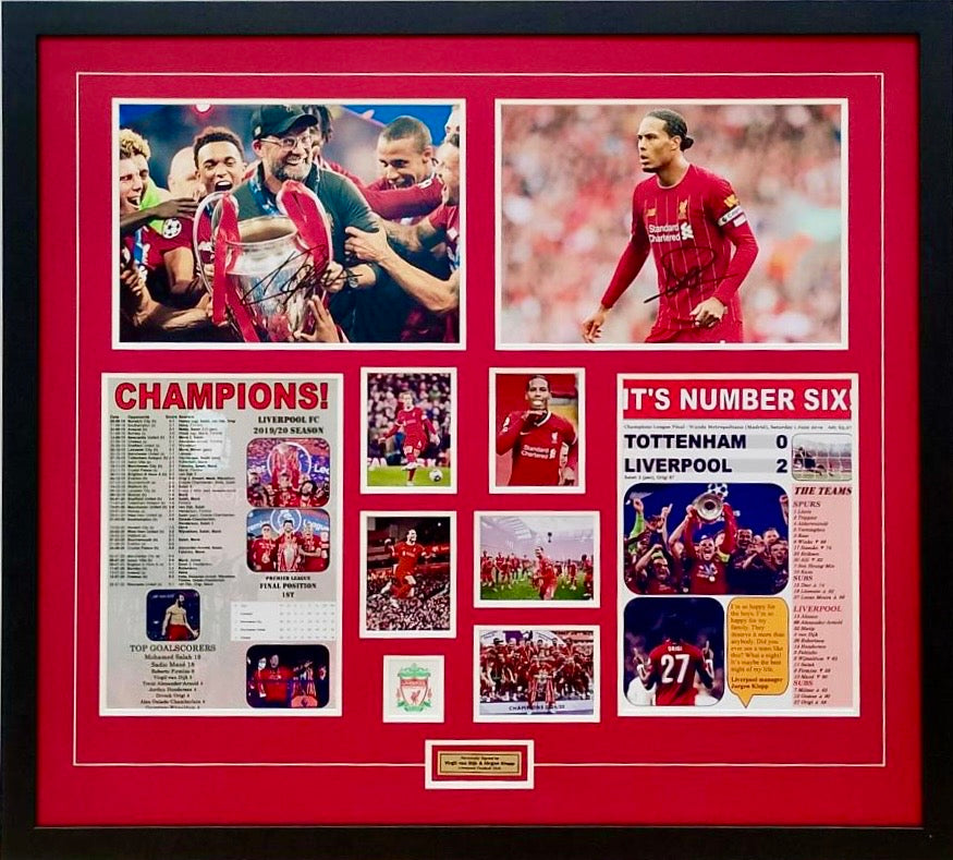 VIRGIL VAN DIJK & JURGEN KLOPP Signed Liverpool Photos Collage Display