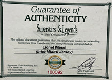 Load image into Gallery viewer, LIONEL MESSI Signed Inter Miami Jersey &amp; Career Photo Collage Display
