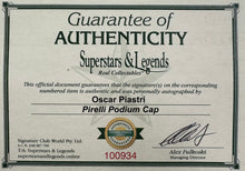 Load image into Gallery viewer, OSCAR PIASTRI Signed F1 Pirelli Podium Cap &amp; Photo Collage Display
