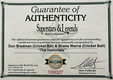 Load image into Gallery viewer, DON BRADMAN &amp; SHANE WARNE “The Immortals” Signed Cricket Bat &amp; Ball Display
