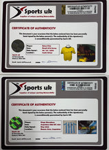 Load image into Gallery viewer, PELE &amp; DIEGO MARADONA Signed Brazil &amp; Argentina Jerseys Display
