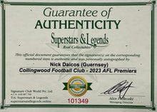 Load image into Gallery viewer, NICK DAICOS “2023 Premiers” Signed Collingwood Jumper Display
