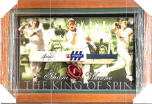 Load image into Gallery viewer, SHANE WARNE Signed Mini Cricket Bat &amp; Print Display
