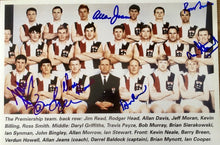 Load image into Gallery viewer, DARREL BALDOCK, ALLAN JEANS, IAN STEWART, VERDUN HOWELL, KEVIN NEALE, BARRY BREEN &amp; ROSS SMITH Signed “1966 Premiers&quot; Display

