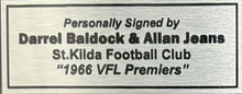 Load image into Gallery viewer, DARREL BALDOCK &amp; ALLAN JEANS Signed “1966 Premiers&quot; Photo &amp; Poster Display
