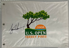 Load image into Gallery viewer, TIGER WOODS Signed “2008 US Open Champion” Pin Flag Display
