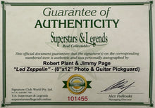 Load image into Gallery viewer, LED ZEPPELIN - ROBERT PLANT &amp; JIMMY PAGE Signed Guitar Pickguard &amp; Photo Collage Display
