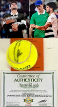 Load image into Gallery viewer, CARLOS ALCARAZ Signed &amp; Authentic Used Tennis Ball from 2025 Roland Garros on Official Base
