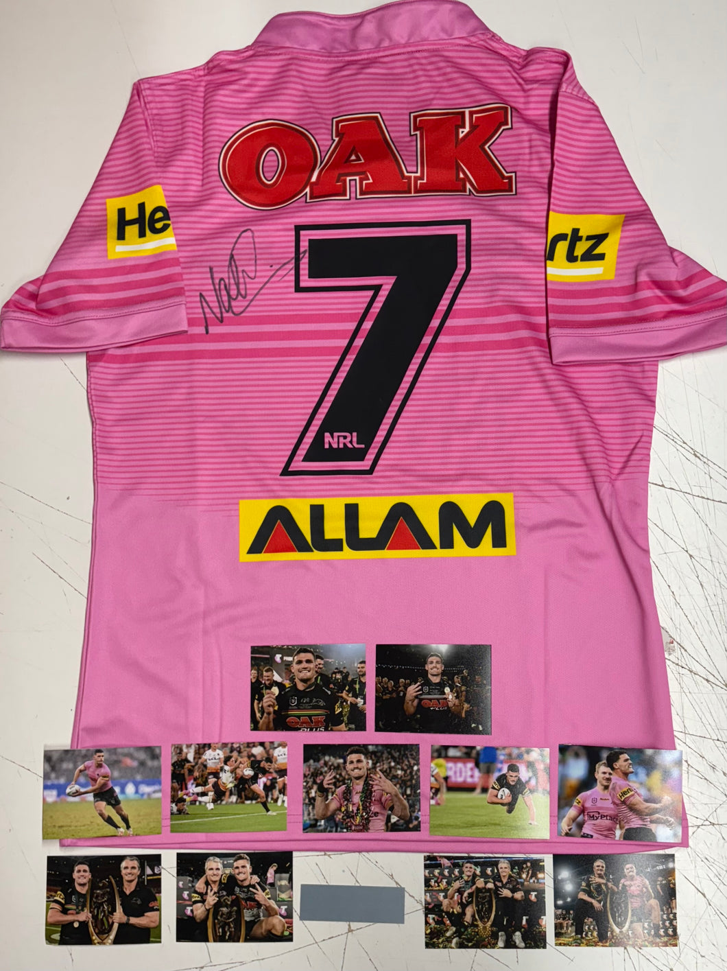 NATHAN CLEARY Signed Penrith Panthers Guernsey & Photo Collage Display
