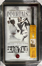 Load image into Gallery viewer, DON BRADMAN &amp; SHANE WARNE “The Immortals” Signed Cricket Bat &amp; Ball Display
