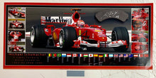 Load image into Gallery viewer, MICHAEL SCHUMACHER “Scuderia Ferrari” Signed F1 Brake Pad &amp; Championship Print Display2
