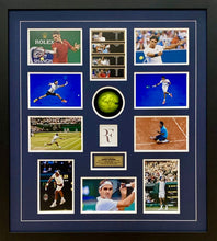 Load image into Gallery viewer, ROGER FEDERER Signed Tennis Ball &amp; Photo Collage Display
