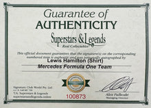 Load image into Gallery viewer, LEWIS HAMILTON Signed Mercedes Shirt &amp; Championship Print Display
