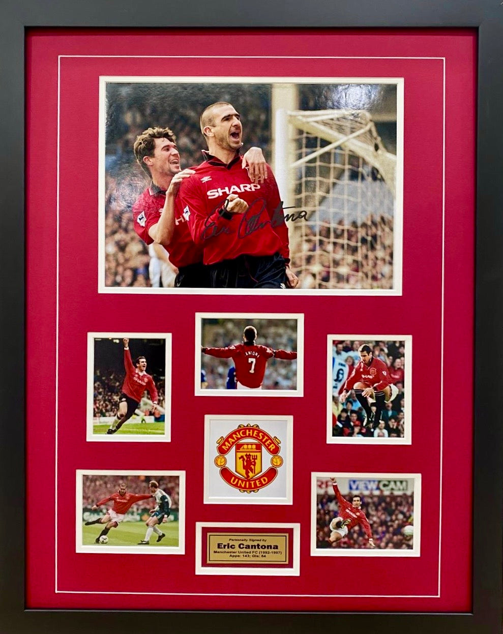 ERIC CANTONA Signed Manchester United Photo Collage Display