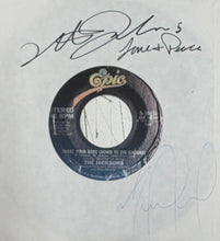 Load image into Gallery viewer, MICHAEL JACKSON &amp; TITO JACKSON Signed 7” Vinyl Sleeve &amp; Album LP Display
