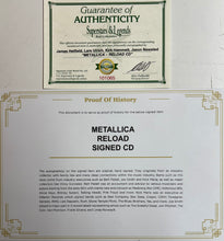 Load image into Gallery viewer, METALLICA - JAMES HETFIELD, LARS ULRICH, KIRK HAMMETT &amp; JASON NEWSTED Signed CD &amp; Vinyl LP Display

