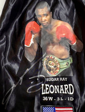 Load image into Gallery viewer, SUGAR RAY LEONARD, ROBERTO DURAN, THOMAS HEARNS &amp; MARVIN HAGLER, “Four Kings” Signed Boxing Trunks &amp; Glove Display3
