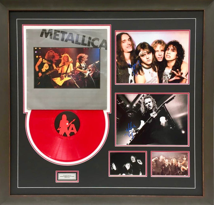 METALLICA signed photos and album display