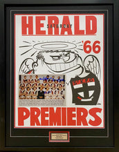 Load image into Gallery viewer, DARREL BALDOCK, ALLAN JEANS &amp; VERDUN HOWELL “1966 Premiers” Signed Photo &amp; Poster Display

