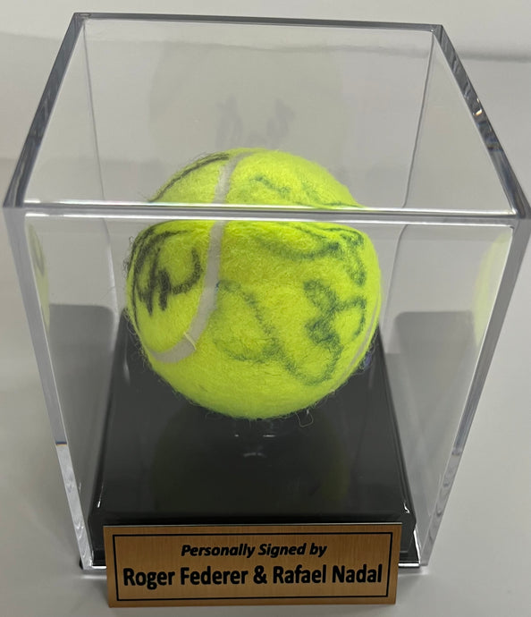 Roger Federer and Rafael Nadal dual signed tennis ball