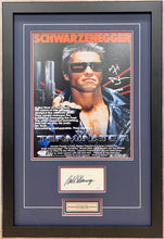 Load image into Gallery viewer, TERMINATOR - ARNOLD SCHWARZENEGGER &amp; MICHAEL BIEHN Signed Card &amp; Poster Collage Display
