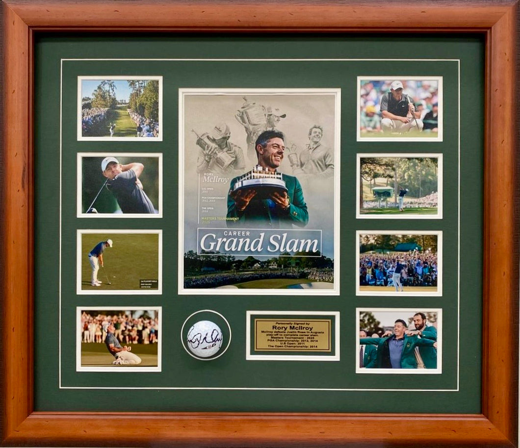 RORY McILROY “2025 Masters Champion” Signed Golf Ball & Photo Collage Display