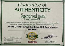 Load image into Gallery viewer, WICKED - ARIANA GRANDE &amp; CYNTHIA ERIVO Signed Soundtrack CD &amp; Poster Display
