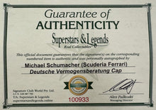 Load image into Gallery viewer, MICHAEL SCHUMACHER “Scuderia Ferrari” Signed Cap &amp; Championship Print Display2
