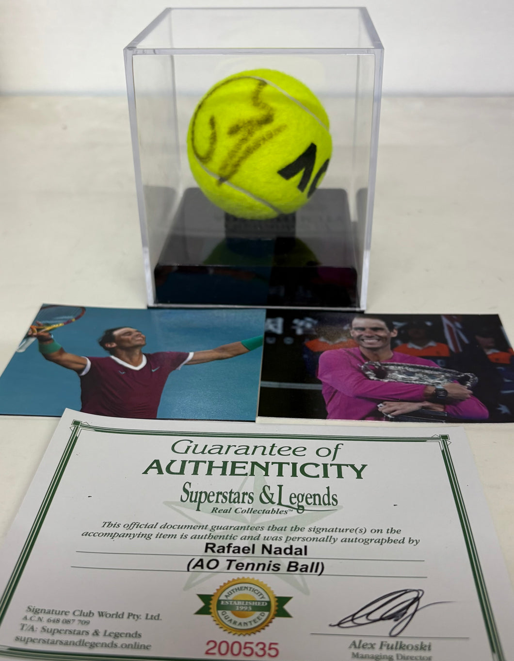 RAFAEL NADAL Signed AO Tennis Ball in Display Box
