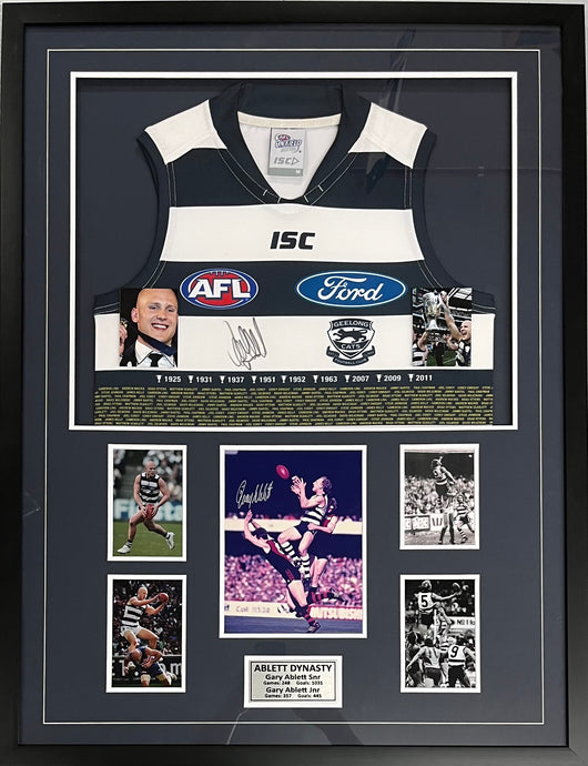 Gary Ablett Jnr & Snr signed Geelong jumper