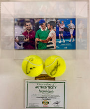 Load image into Gallery viewer, CARLOS ALCARAZ &amp; JANNIK SINNER Signed Tennis Balls in Display Box
