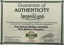 Load image into Gallery viewer, RORY McILROY “2025 Masters Champion” Signed Golf Ball, Flag &amp; Photo Collage Display
