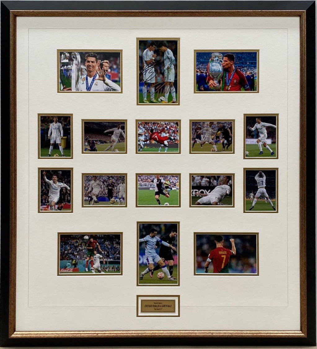 CRISTIANO RONALDO & GARETH BALE Signed Real Madrid Photo Collage Display