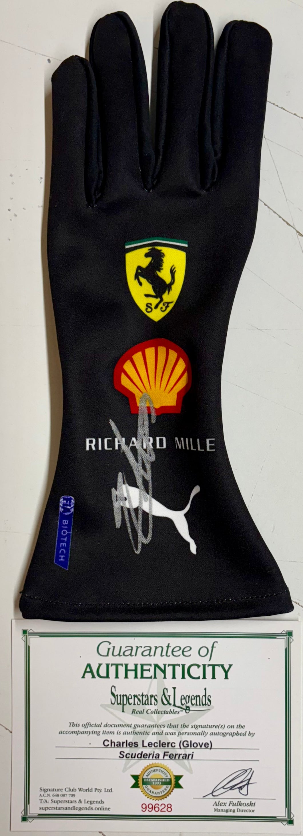 CHARLES LECLERC Signed Scuderia Ferrari F1 Race Glove3