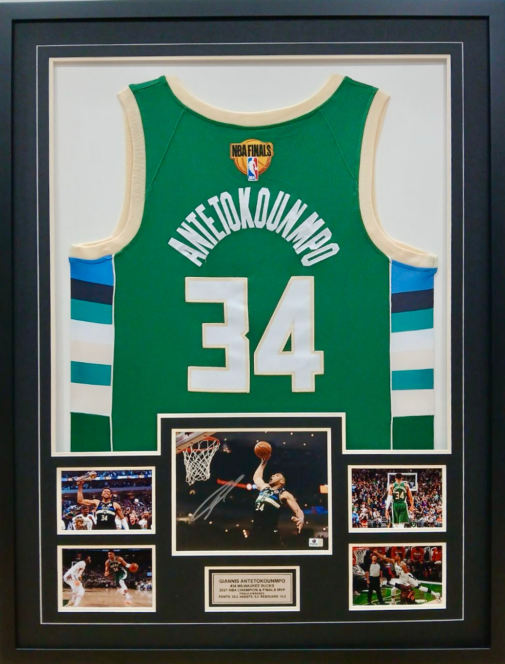 GIANNIS ANTETOKOUNMPO “Milwaukee Bucks” Signed Photo & Jersey Display