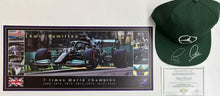 Load image into Gallery viewer, LEWIS HAMILTON Signed Mercedes F1 Team Cap &amp; Print
