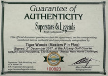 Load image into Gallery viewer, TIGER WOODS Signed Masters Pin Flag Display
