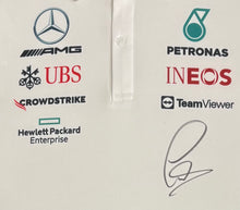 Load image into Gallery viewer, LEWIS HAMILTON Signed Mercedes F1 Shirt &amp; Championship Print Display
