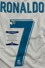 Load image into Gallery viewer, LIONEL MESSI &amp; CRISTIANO RONALDO Signed Barcelona &amp; Real Madrid Jerseys &amp; Photo Collage Display
