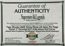 Load image into Gallery viewer, TIGER WOODS Signed “2008 US Open Champion” Pin Flag Display
