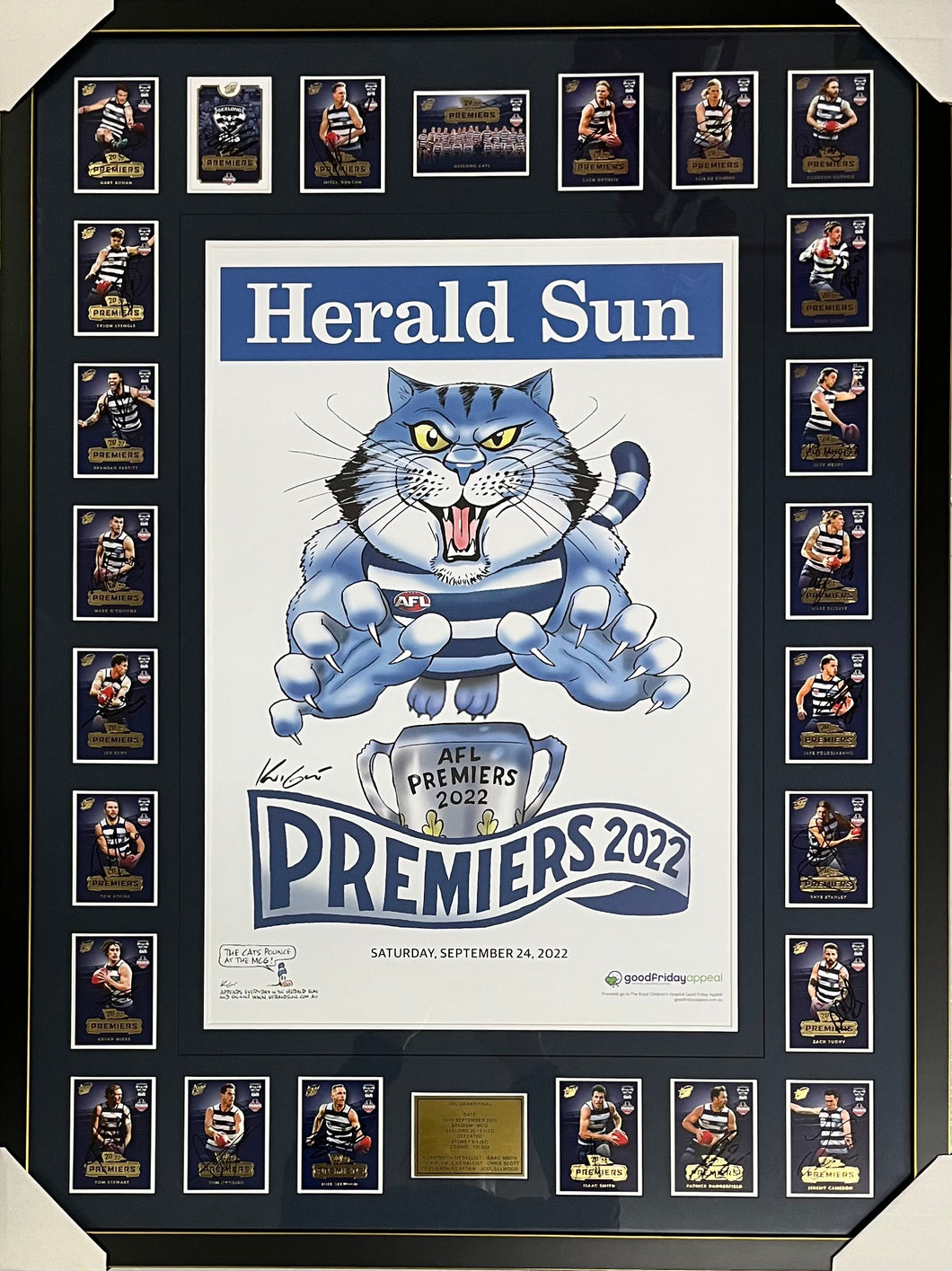 GEELONG 2022 Premiership Team Signed Official Cards & Poster Display