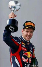 Load image into Gallery viewer, LEWIS HAMILTON, SEBASTIAN VETTEL &amp; MAX VERSTAPPEN Signed F1 Pirelli Podium Caps
