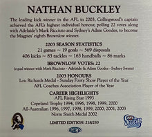 Load image into Gallery viewer, NATHAN BUCKLEY “2003 Brownlow Medallist&quot; Jumper Display
