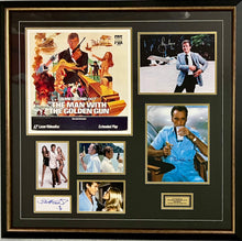 Load image into Gallery viewer, JAMES BOND “THE MAN WITH THE GOLDEN GUN” - Roger Moore, Christopher Lee &amp; Britt Ekland Signed Photos Display
