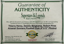 Load image into Gallery viewer, THIERRY HENRY, DENNIS BERGKAMP &amp; ROBERT PIRES Signed Arsenal Photos Collage Display
