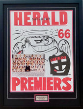 Load image into Gallery viewer, DARREL BALDOCK &amp; ALLAN JEANS Signed “1966 Premiers&quot; Photo &amp; Poster Display
