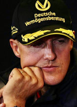 Load image into Gallery viewer, MICHAEL SCHUMACHER, LEWIS HAMILTON, SEBASTIAN VETTEL &amp; MAX VERSTAPPEN Signed F1 DVAG &amp; Podium Caps
