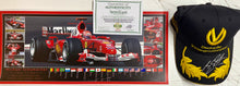 Load image into Gallery viewer, MICHAEL SCHUMACHER Signed Scuderia Ferrari Cap &amp; Championship Print
